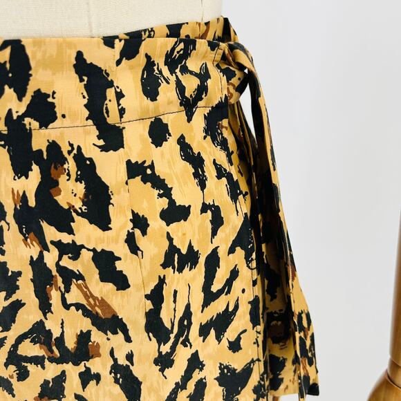 Vintage 90s Finity Naturals 100% Silk Leopard Print Wrap Midi Skirt - Picture 3 of 7